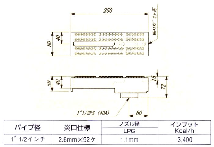 画像: 2本立バーナー(250ｍｍ)