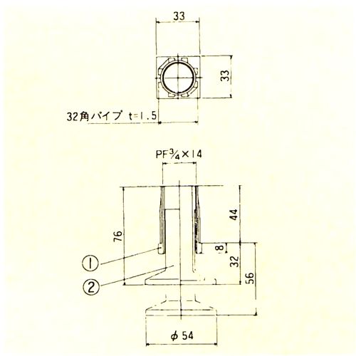 画像: 角パイプ用アジャスト脚