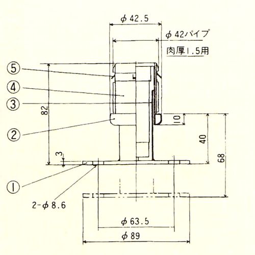 画像: フランジ付パイプ用アジャスト脚